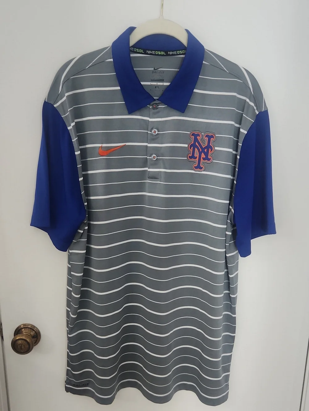 Nike Gray & Royal Blue NY Mets Polo with Orange Accents